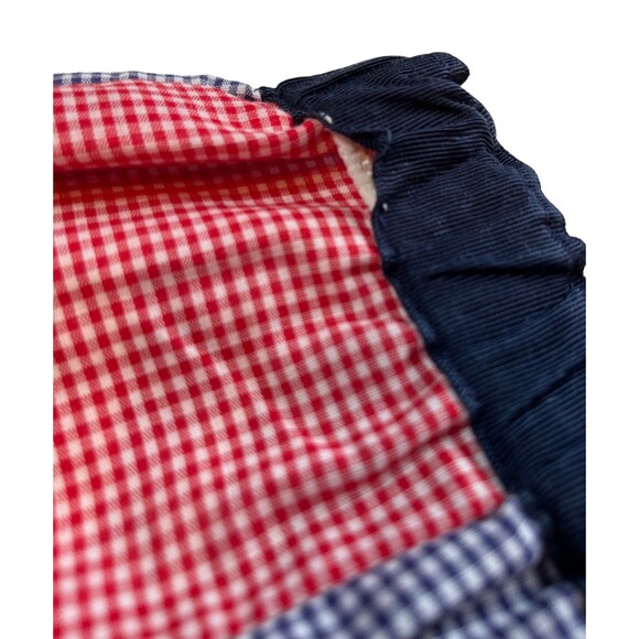 J. Estes Skirt Vintage 70s Patchwork Quilted Maxi Red Blue Flowy  Boho Prairie M - Picture 11 of 12